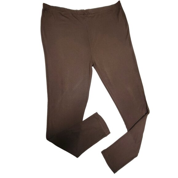 𝅺Maternity Elastic Waist Lightweight Dark Brown Leggings- One Size Fits Most - Picture 1 of 7